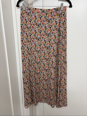 Reformation Floral Maxi Skirt in Navy, Pink, Yellow & Green